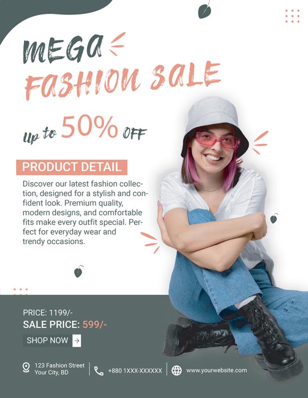 Mega Fashion Sale Flyer Template – Up to 50% Off